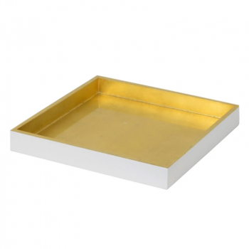 Mini Size Tray, square, paint Lacquer white-gold